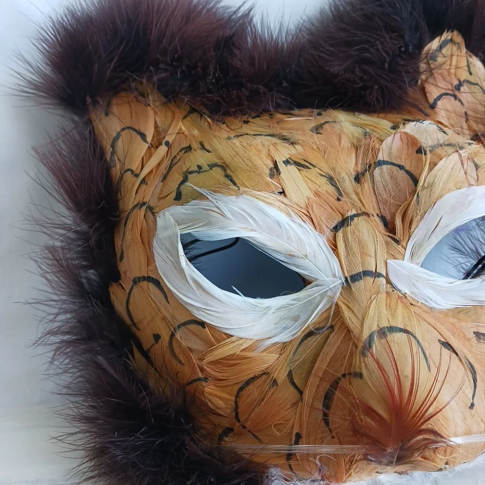 Lion Cat Mask Feathers 7x8 Costume Masquerade Disguise